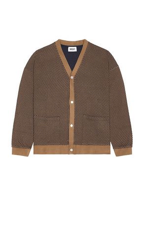 Chevron Jacquard Knit Cardigan in Tan. - size L (also in M, XL/1X) - KROST - Modalova