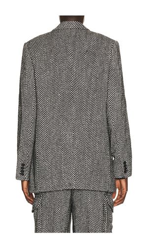 Eco Herringbone Longline Blazer in & White. - size L (also in M, S, XL/1X) - KROST - Modalova