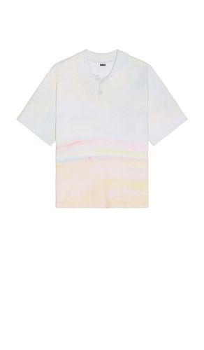 Horizon Rib Knit Polo Shirt in Cream,Baby Blue. - size L (also in M, S, XL/1X) - KROST - Modalova