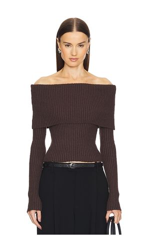 By Marianna Namir Off Shoulder Sweater in Chocolate. - size L (also in M, XS) - L'Academie - Modalova