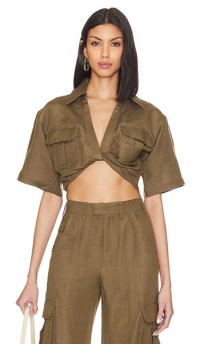 The Chrisa Crop Blouse in Olive. - size L (also in M) - L'Academie - Modalova