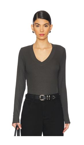 Surina Deep V-neck Long Sleeve Tee in Grey. - size M (also in S, XXL) - LA Made - Modalova