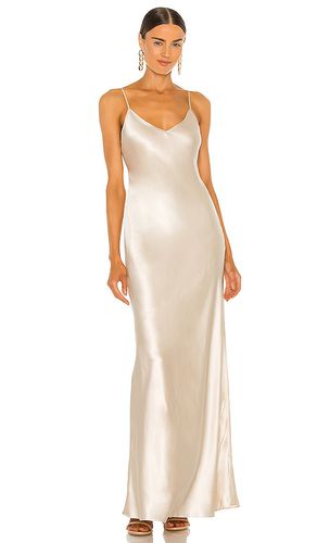 Serita Maxi V-Neck Bias Dress in Metallic Neutral. - size 0 (also in 10, 12, 2, 4, 6, 8) - L'AGENCE - Modalova