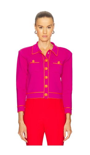 Contrast Trim Cropped Cardi in Fuchsia. - size L (also in M, S, XL, XS, XXS) - L'AGENCE - Modalova