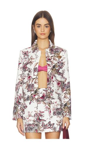 Nyx Crop Jacket in White Multi Large Butterfly Jungle in White,Pink. - size 0 (also in 00, 2, 6, 8) - L'AGENCE - Modalova