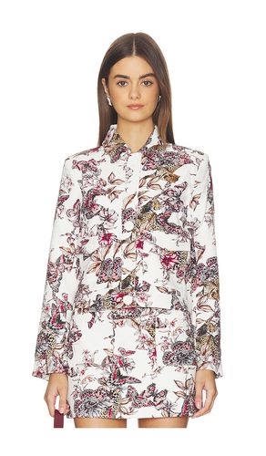 Nyx Crop Jacket in White Multi Large Butterfly Jungle in White,Pink. - size 0 (also in 00, 2, 6, 8) - L'AGENCE - Modalova