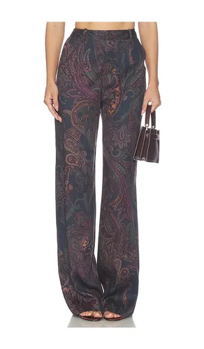Livvy Beltloop Pant in Midnight Multi Lux Paisley in Multi. - size 2 (also in 0) - L'AGENCE - Modalova
