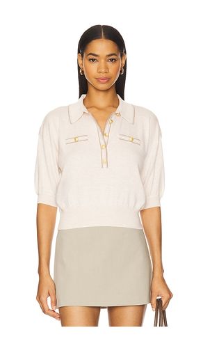 Masaki Short Sleeve Collared Sweater in Beige. - size L (also in XS) - L'AGENCE - Modalova