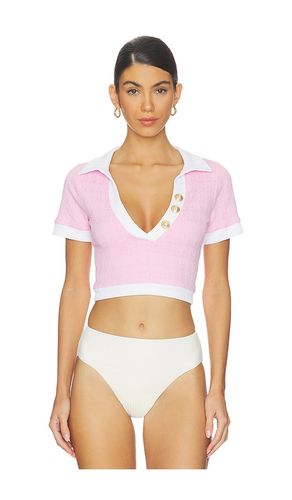 Cropped Polo Rashguard in Pink. - size L (also in M, XL) - L'AGENCE - Modalova