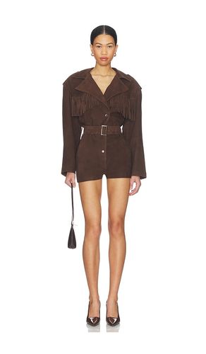 Scotty Fringed Suede Romper in Chocolate. - size L (also in S, XL) - LAMARQUE - Modalova