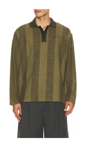 Striped Jacquard Long Sleeve Polo in Green. - size L (also in M, S, XL/1X) - Les Deux - Modalova
