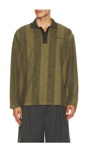 Striped Jacquard Long Sleeve Polo in Green. - size S (also in M, L, XL/1X) - Les Deux - Modalova