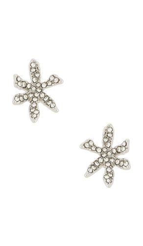 Pave water lily stud earrings in color metallic silver size all - Lele Sadoughi - Modalova