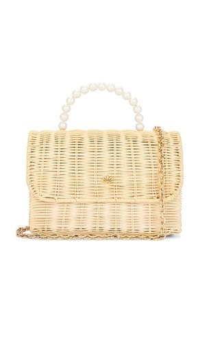 Wicker Tabitha Pearl Top Handle Handbag in Tan - Lele Sadoughi - Modalova