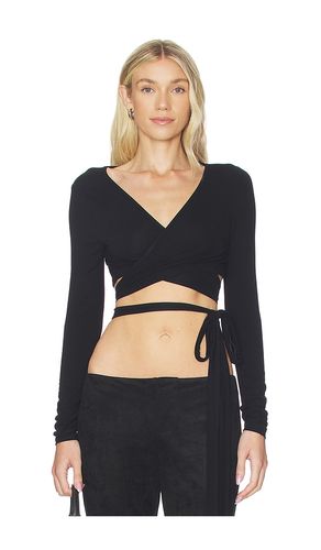 Long sleeve wrap blouse in color black size S (also in M, L) - LIONESS - Modalova