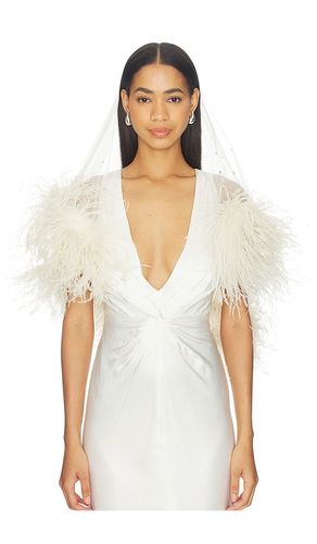 X REVOLVE Tulle Embroidered Short Veil With Feathers in - LaPointe - Modalova