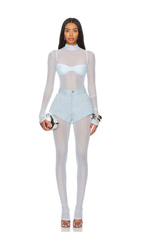 Mesh Mock Neck Catsuit in Baby Blue. - size 0 (also in 4, 6, 8) - Lapointe - Modalova