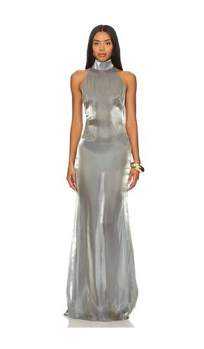 Metallic Organza Halter Open Back Gown in Metallic Silver. - size 10 (also in 12, 8) - Lapointe - Modalova