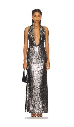 Metal Snake Deep Cowl Neck Gown in Metallic . - size 0 (also in 2, 4, 6) - Lapointe - Modalova