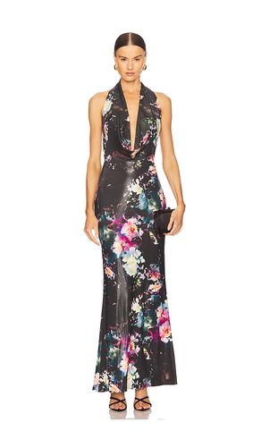 Floral Jersey Deep Cowl Neck Gown in Black. - size M (also in S, XS) - Lapointe - Modalova