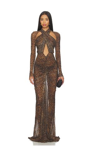 Printed Mesh Halter Ruched Gown in . Size XS. Also in S - LaPointe - Modalova