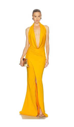 Matte Tech Cowl Neck Shirred Gown in Yellow. - size L (also in XS) - LaPointe - Modalova