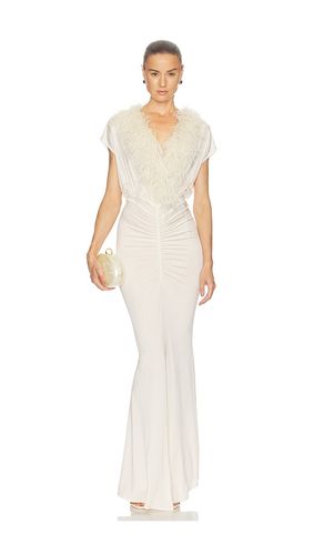 V Neck Shirred Gown With Feathers in . Size M. Also in S - LaPointe - Modalova