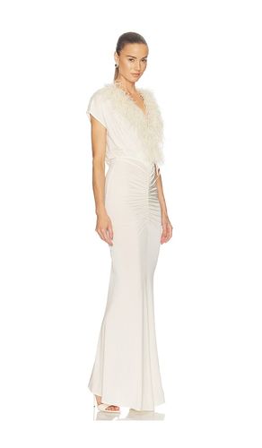 V Neck Shirred Gown With Feathers in . Size M. Also in S - LaPointe - Modalova