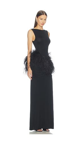 Jersey Long Sleeve Shirred Hip Gown With Feathers in . Size L. Also in XS - LaPointe - Modalova