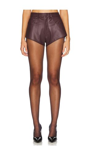 Stretch Faux Leather Mini Short in Burgundy. - size 0 (also in 2, 4, 6) - LaPointe - Modalova