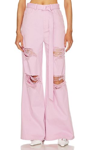 Stretch Cotton Twill Distressed High Waist Jean in Pink. - size 0 (also in 2) - Lapointe - Modalova