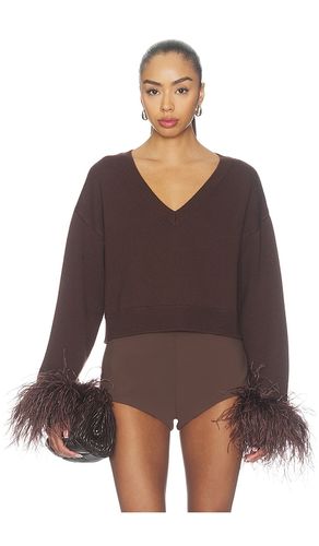 Merino Cropped V Neck Sweater With Feather Cuff in . Size L. Also in M, S, XS - LaPointe - Modalova