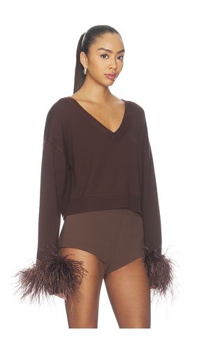 Merino Cropped V Neck Sweater With Feather Cuff in . Size L. Also in M, S, XS - LaPointe - Modalova