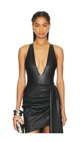 Faux Leather Plunge Neck Bodysuit in . - size 4 (also in 6) - Lapointe - Modalova