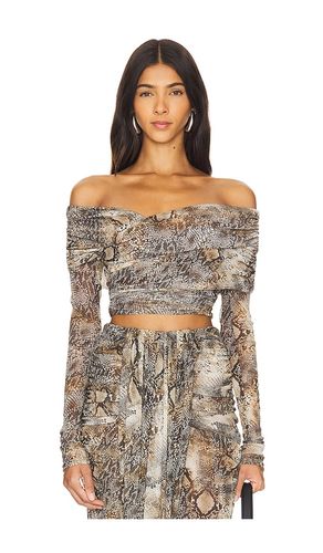 Mesh Off Shoulder Wrap Top in Brown. - size M (also in XS) - Lapointe - Modalova