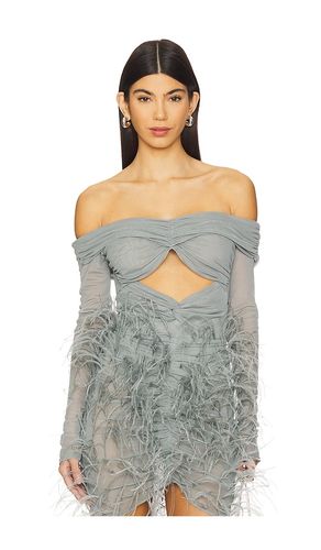 Mesh Off The Shoulder Cut Out Ruched Bodysuit in Baby Blue. - size M (also in S) - Lapointe - Modalova