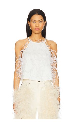 Satin Halter Cami With Feather in Ivory. - size L (also in S, XS) - Lapointe - Modalova