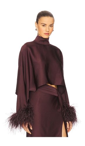Lightweight Satin Caftan Top With Feathers in . Size S. Also in XS - Lapointe - Modalova