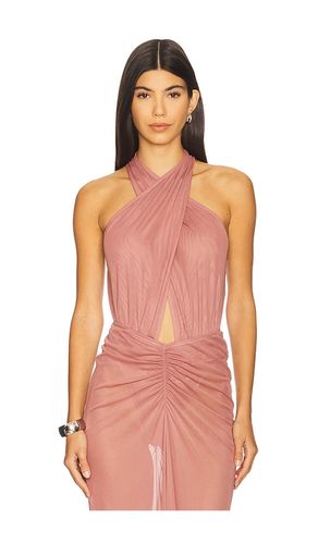 Mesh Halter Cutout Bodysuit in Pink. - size L (also in XS) - Lapointe - Modalova