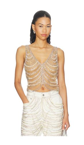 Draped Crystal Embroidery V Neck Tank in . Size 0. Also in 2 - LaPointe - Modalova