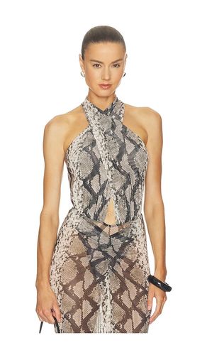 X REVOLVE Printed Mesh Cross Bodysuit in Brown. - size S (also in XS) - LaPointe - Modalova