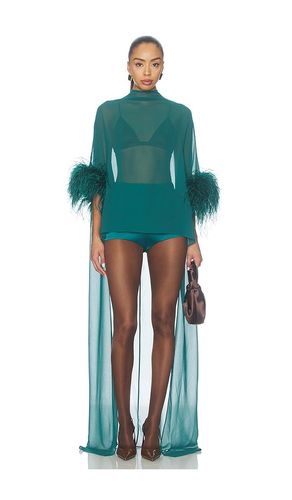 Lightweight Georgette High Low Mock Neck Top With Feathers in . Taglia L. Also in M, S, XS - LaPointe - Modalova