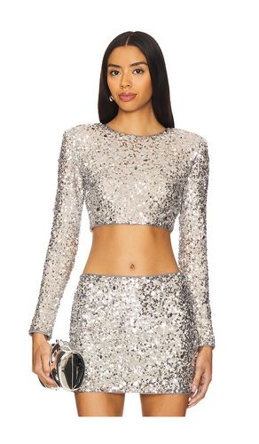 Crystal Sequin Cropped Top in Metallic Silver. - size M (also in S, XS) - Lovers and Friends - Modalova