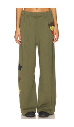 Cowboy Happyface Wide Leg Pant in Olive. - size M (also in S) - Lauren Moshi - Modalova