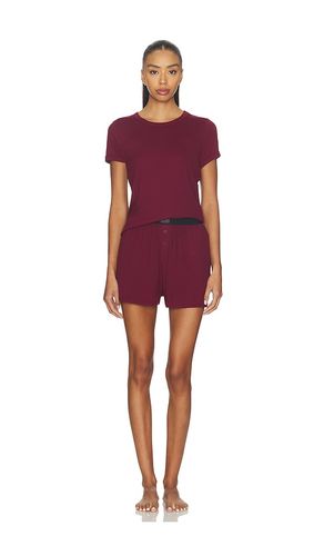Rib Tee Short Set in Wine. - size L (also in M, XL) - LUNYA - Modalova