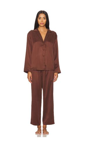 Washable Silk Long Sleeve Pant Set in Chocolate. - size L (also in M, XL, XS) - LUNYA - Modalova