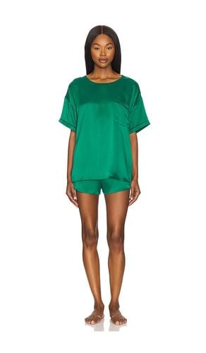 Washable Silk Piped Tee Short Set in Green. - size L (also in M, S, XL, XS) - LUNYA - Modalova