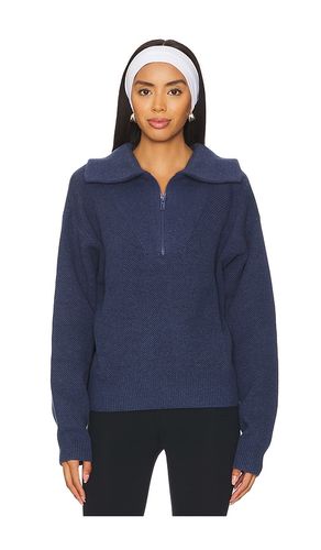 Cozy Cotton Silk Collared Half Zip in Navy. - size L (also in M, S, XS) - LUNYA - Modalova