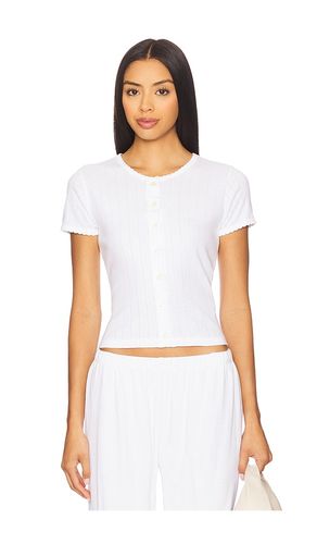 Pointelle Short Sleeve Cardigan in White. - size L (also in M, S, XS) - LESET - Modalova