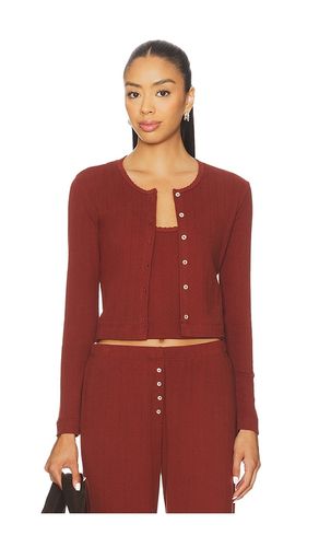 Pointelle Crop Cardigan in Brick. - size L (also in M, S, XL, XS) - LESET - Modalova
